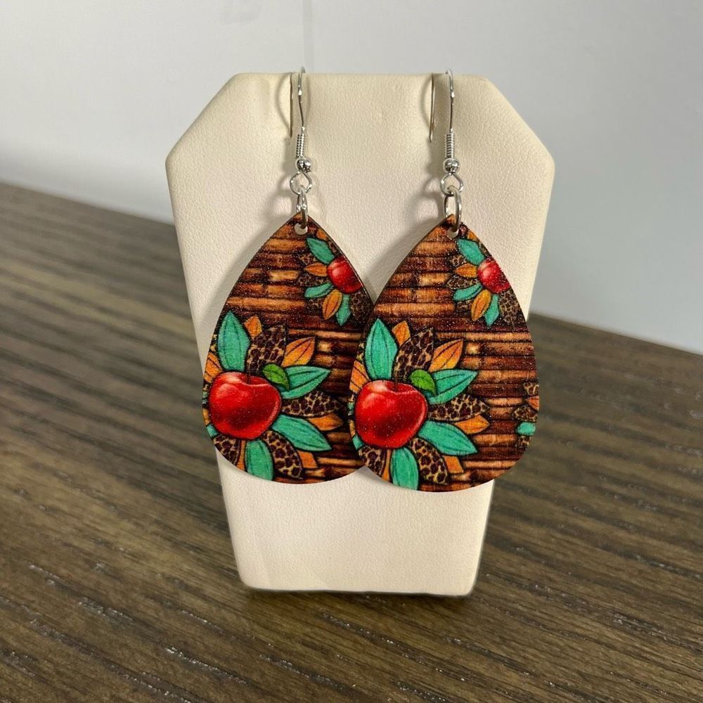 2/$10 ⭐️ 3/$12 | Wooden Teardrop Apple Earrings